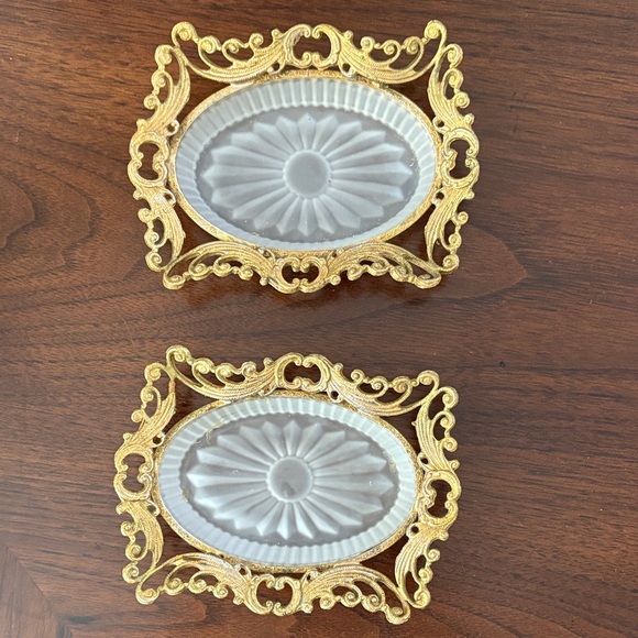 Vintage two brass soap dish
